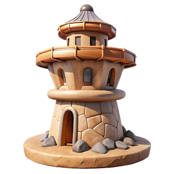 serene minimalist Isolated Terraform Tower with Detailed Surface Texture exclusive png