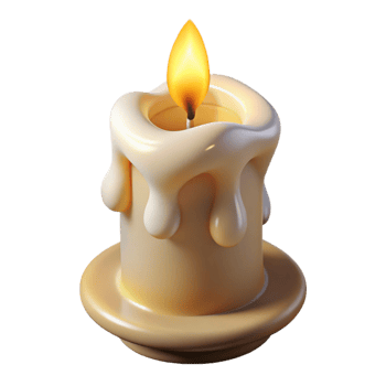 hypnotic unforgettable Hyper-specific, photorealistic render of a single, burning candle made of human bone with Transparent Background png