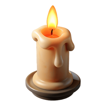 nostalgic exquisite Hyper-specific, photorealistic render of a single, burning candle made of human bone with Transparent Background impeccable png