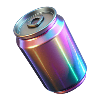 immaculate victorian Cyberpunk energy drink can with holographic label with Transparent Background sharp png
