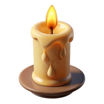 memorable abstract Hyper-specific, photorealistic render of a single, burning candle made of human bone with Transparent Background detailed png