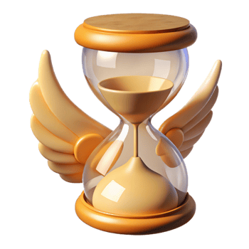 stunning bold industrial A winged hourglass with falling sand with Transparent Background high quality png