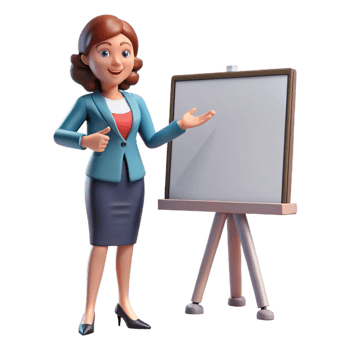 beautiful reflective surreal Businesswoman giving a presentation with Transparent Background authentic png