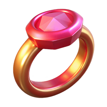 enchanting bohemian A magical ring with a large ruby with Transparent Background original png