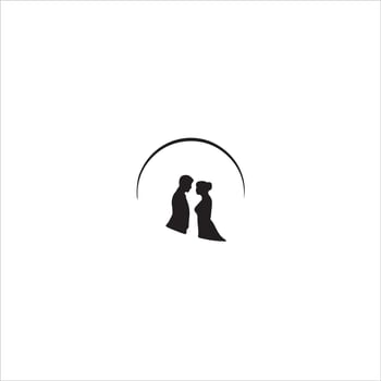 A silhouette of a couple in the moonlight vector