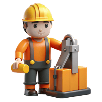 memorable creative Construction worker operating machinery with Transparent Background top-tier png