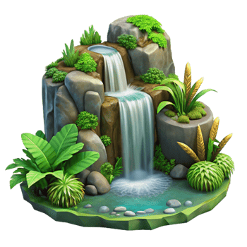 impressive modern Isolated Waterfall Lush Tropical Foliage Detail high resolution png