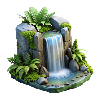 extraordinary abstract Isolated Waterfall with Dramatic White Water Cutout detailed png