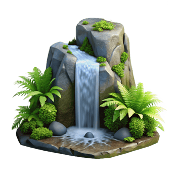 serene traditional Isolated Waterfall with Dramatic White Water Cutout high quality png