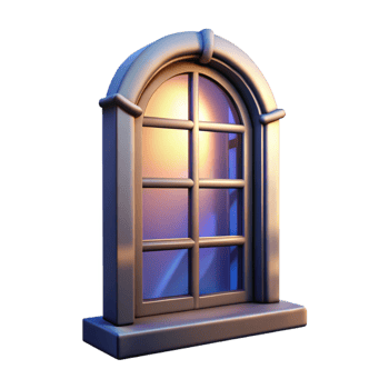 impressive artistic Isolated Window with Light Reflection Transparent Background authentic png