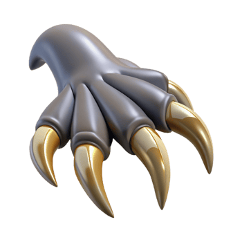 spectacular abstract Ultra-detailed, isolated cutout of a single Griffin talon, hyper-specific, professional render, concept art style with Transparent Background elite png