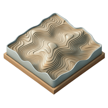 beautiful contemporary Isometric Topographic Map Contours Transparent Background detailed png