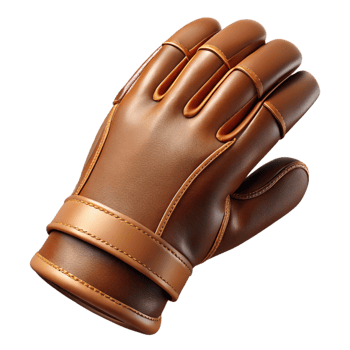 peaceful impressive Photorealistic, ultra-detailed professional render of a vintage leather glove, isolated cutout with Transparent Background perfect clarity png