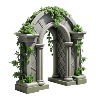 extraordinary vintage Ivy Covered Archway Cutout Gothic Architecture high quality png