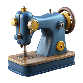 dazzling surreal Photorealistic ultra-detailed professional render of a vintage sewing machine, isolated cutout with Transparent Background ultra HD png