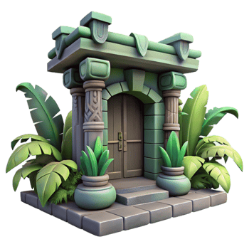 wonderful rustic Jungle Temple Doorway Isolated with Dark Shadows png
