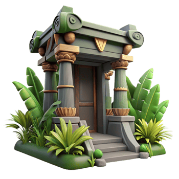 wonderful creative Jungle Temple Doorway Isolated with Dark Shadows genuine png