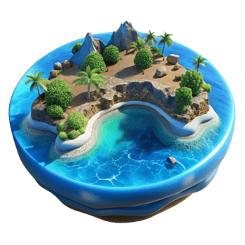 magnificent contemporary Kaleidoscope Coastline Isolated Tranquil Blue Waters Cutout Element original png