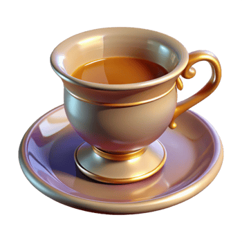 glorious unparalleled Ultra-detailed professional render, isolated cutout of a vintage teacup and saucer with Transparent Background png