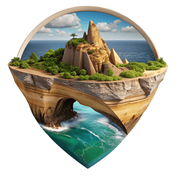vibrant modern Kaleidoscope Coast Cutout Dramatic Cliffside View Transparent Background authentic png