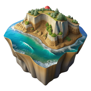 impressive modern Kaleidoscope Coast Cutout Dramatic Cliffside View Transparent Background high resolution png
