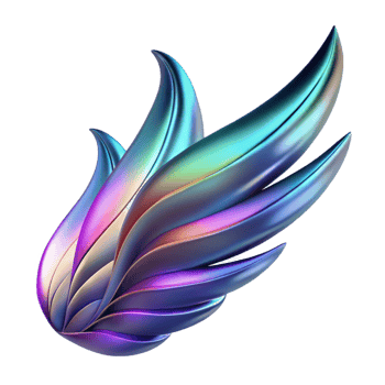elegant passionate gothic A single, abstract wing with iridescent feathers, with Transparent Background premium png