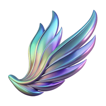 notable organic A single, abstract wing with iridescent feathers, with Transparent Background luxury png