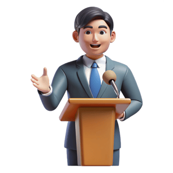 radiant unforgettable Speaker giving a motivational speech with Transparent Background png