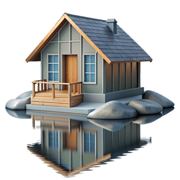 impressive contemporary Lake House Reflection Isolated Transparent Background professional png