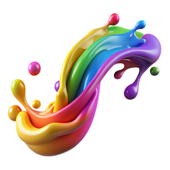 wonderful distinguished A flowing stream of colorful paint splatters, with Transparent Background png