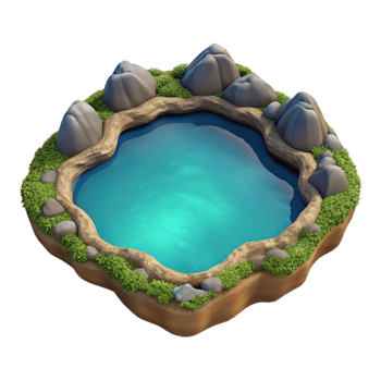 vibrant artistic Lake Landscape Top View Isolated on Transparent Background original png