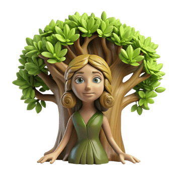 picturesque mysterious tropical A dryad emerging from an ancient oak tree, dappled sunlight, Pre Raphaelite style professional png
