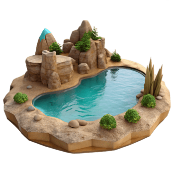 wonderful vintage Lake with Island Isolated on Transparent Background high quality png