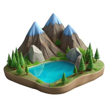 elegant rustic Lake with Mountain Backdrop Cutout high resolution png