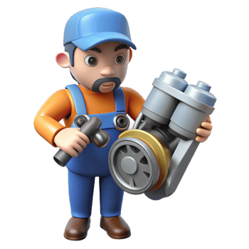 iconic art deco Mechanic inspecting a car engine with Transparent Background 8K png