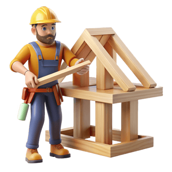 splendid dynamic futuristic Carpenter building a wooden structure with Transparent Background masterfully captured png