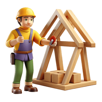 wonderful coveted Carpenter building a wooden structure with Transparent Background png