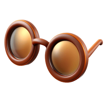 magnificent inspired Photorealistic, ultra-detailed professional render of a vintage spectacles with round lenses, isolated cutout with Transparent Background png
