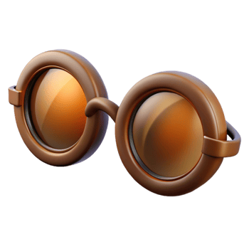 bold fascinating Photorealistic, ultra-detailed professional render of a vintage spectacles with round lenses, isolated cutout with Transparent Background flawless png