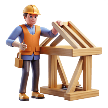 impressive tranquil impressionist Carpenter building a wooden structure with Transparent Background masterfully captured png