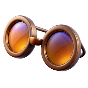 beautiful bohemian Photorealistic, ultra-detailed professional render of a vintage spectacles with round lenses, isolated cutout with Transparent Background refined png