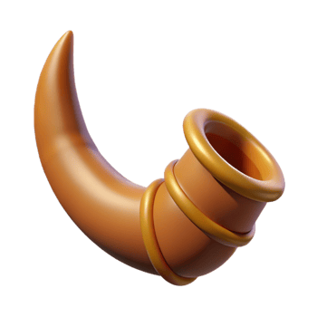 stunning contemporary Ultra-detailed, isolated cutout of a single Satyr horn, hyper-specific, professional render, concept art style with Transparent Background top-tier png