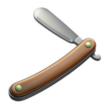 sumptuous tranquil creative Concept art style, hyper-specific isolated cutout of a vintage straight razor with Transparent Background perfect clarity png