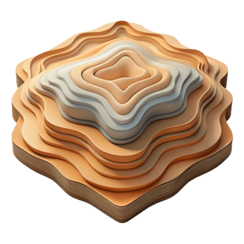 serene creative Layered Topographic Map Cutout Isolated Element detailed png