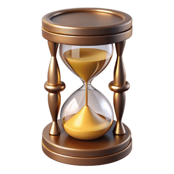 melancholic picturesque Ultra-detailed, professional render of a vintage hourglass, isolated cutout with Transparent Background museum quality png