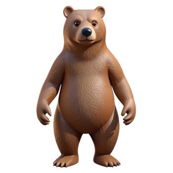 tranquil glorious A grizzly bear standing on hind legs with Transparent Background high quality png