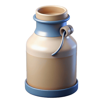 remarkable futuristic Ultra-detailed professional render, isolated cutout of a vintage milk bottle with Transparent Background 8K png
