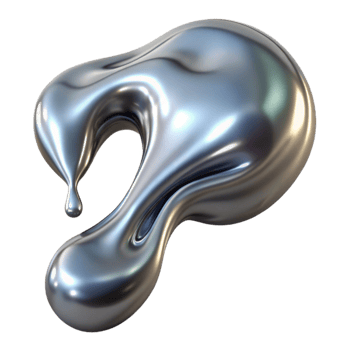 dramatic vintage Liquid Mercury Stream Transparent Background Cutout authentic png
