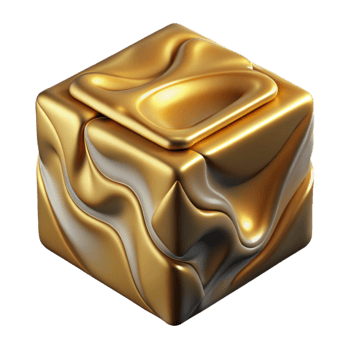 wonderful modern Liquid Metal Cube Gold Hue Cutout original png