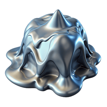 stunning artistic Liquid Metal Flowing Over Ice Transparent Background png